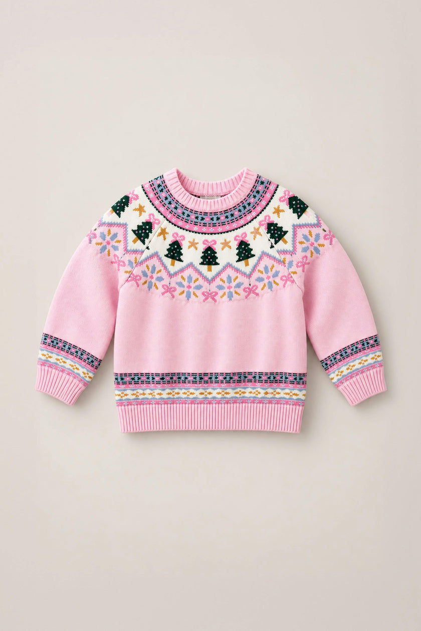 Mini Melody Sweater in Marzipan Pink Fair Isle