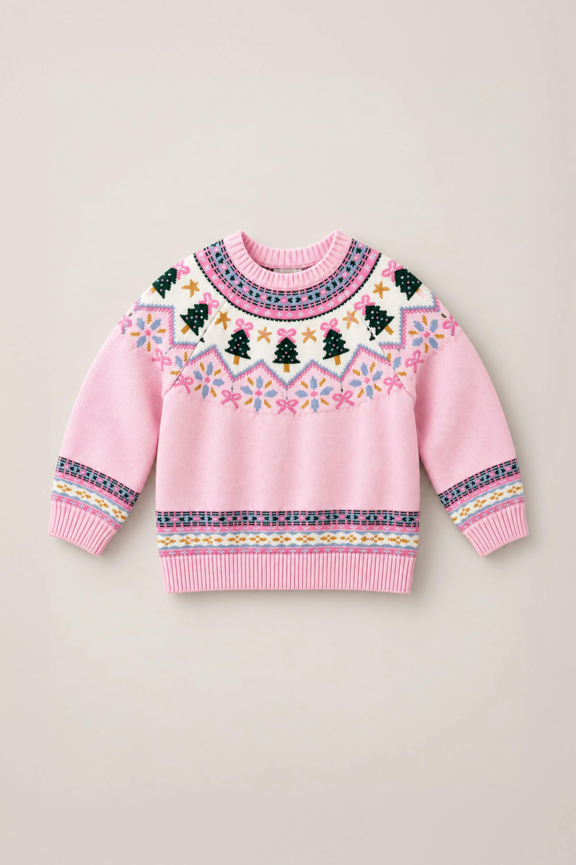 Mini Melody Sweater in Marzipan Pink Fair Isle