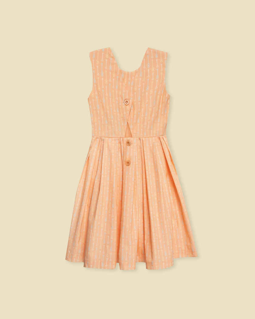 Organic Button Back Dress in Creamsicle Wand