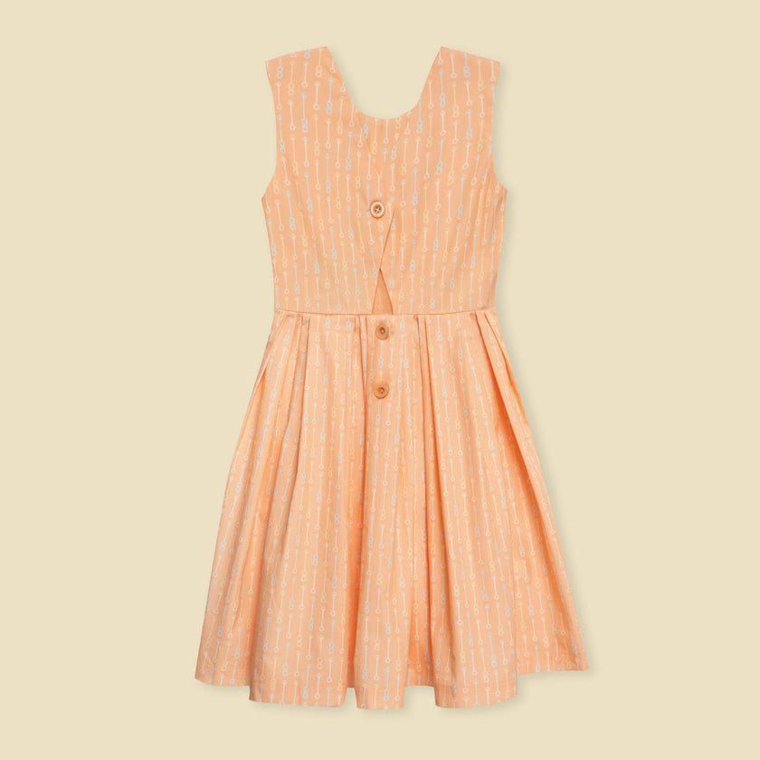 Organic Button Back Dress in Creamsicle Wand