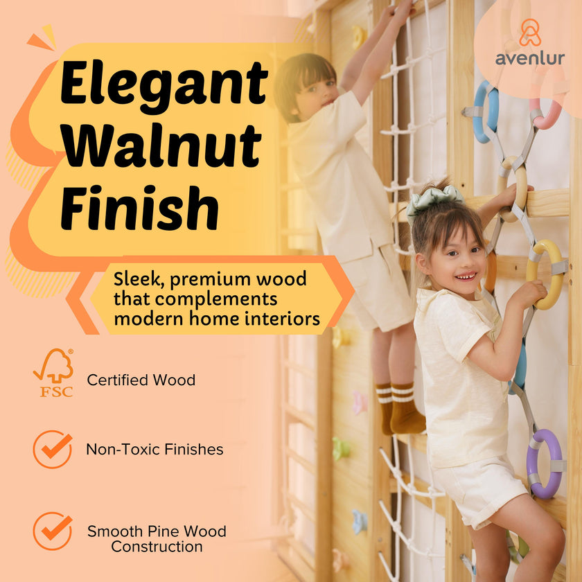 Walnut Modular | Swedish Ladder Jungle Gym - Wall Mounted
