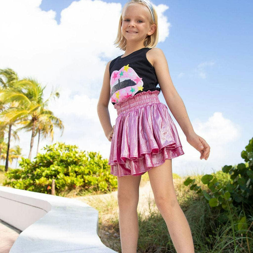 Metallic Ruffle Skort