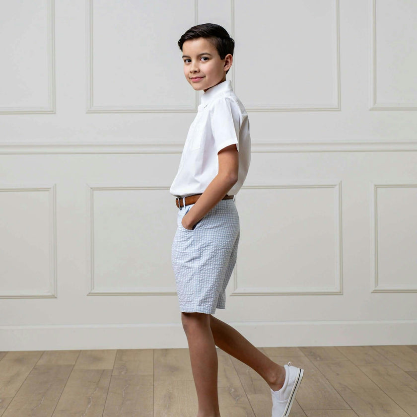 Organic Seersucker Short, Blue