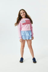 Tiegan Light Pink Flag Graphic Sweater