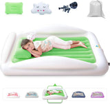 Inflatable Toddler Travel Bed – Kids Blow Up Air Mattress + Safety Bumpers