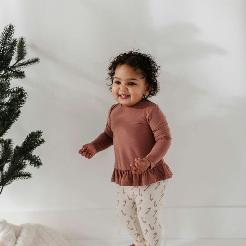 Long Sleeve Peplum Set Lavender Cloud Checkered