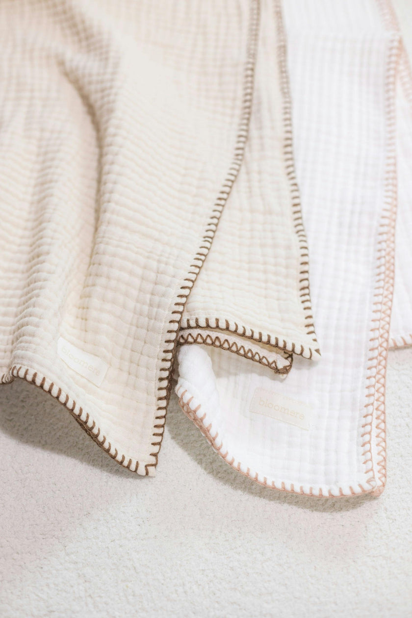 4 Layer Muslin Blanket (Brown, Pink)