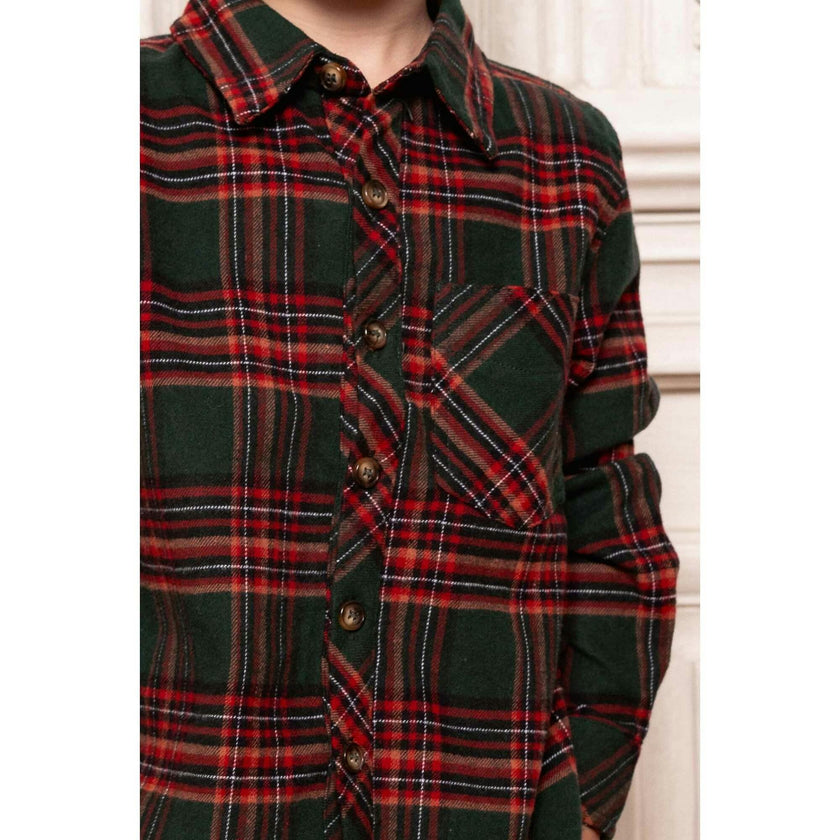 Boys John Shirt in Evergreen Plaid