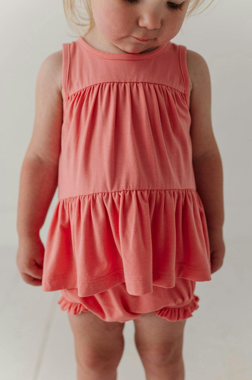 Baby Girl Double Peplum Tank & Bloomer Set in Strawberry Ice