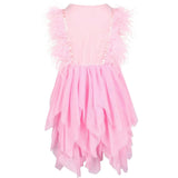 Gigi Feather Sleeve Tired Tulle Dress