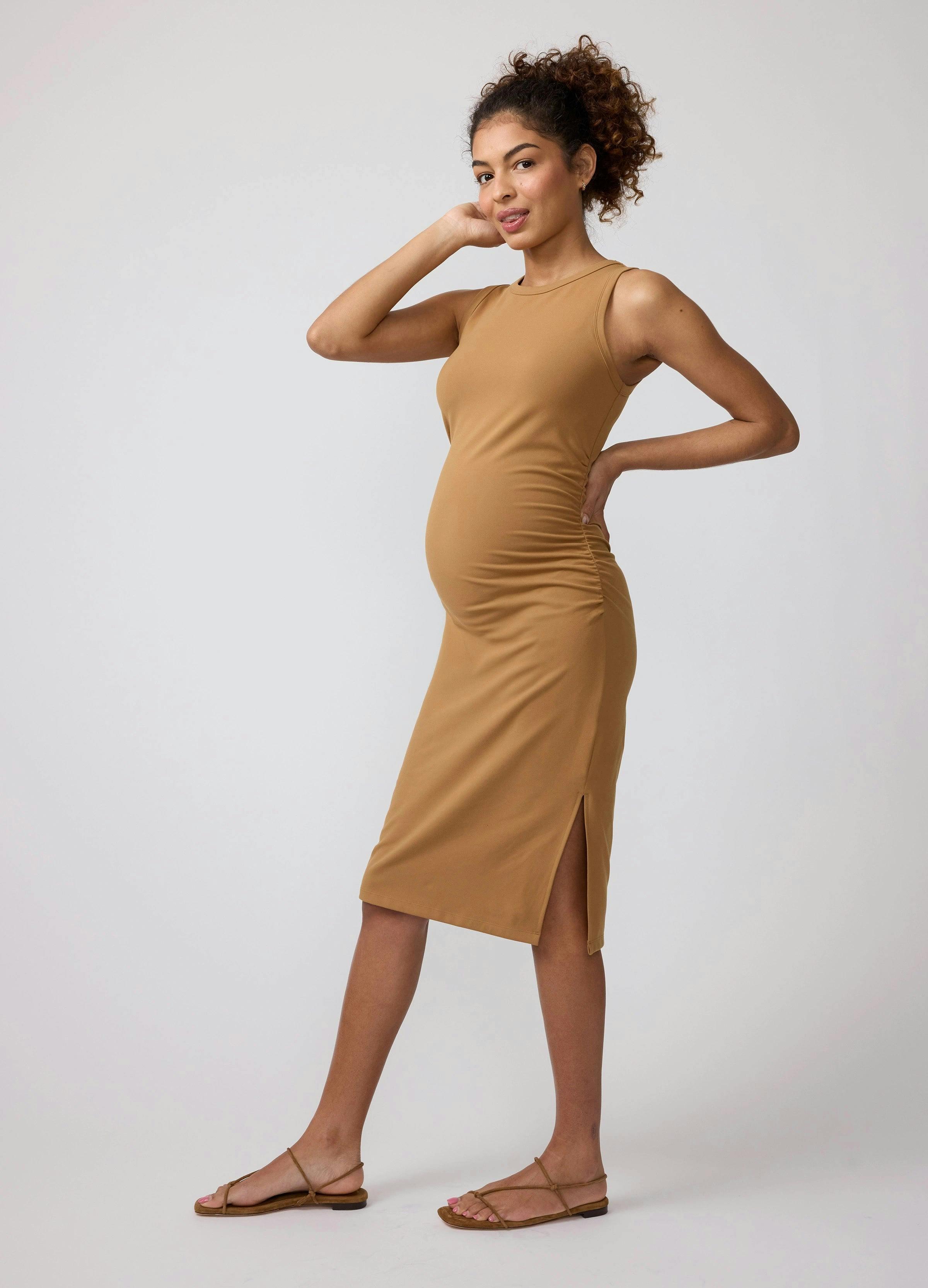 Sleeveless Ruched Bodycon Maternity Mini Dress