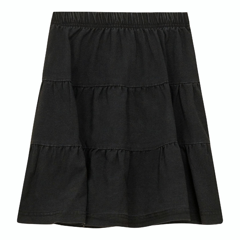 Denim Short Tiered Elastic Waist Skirt