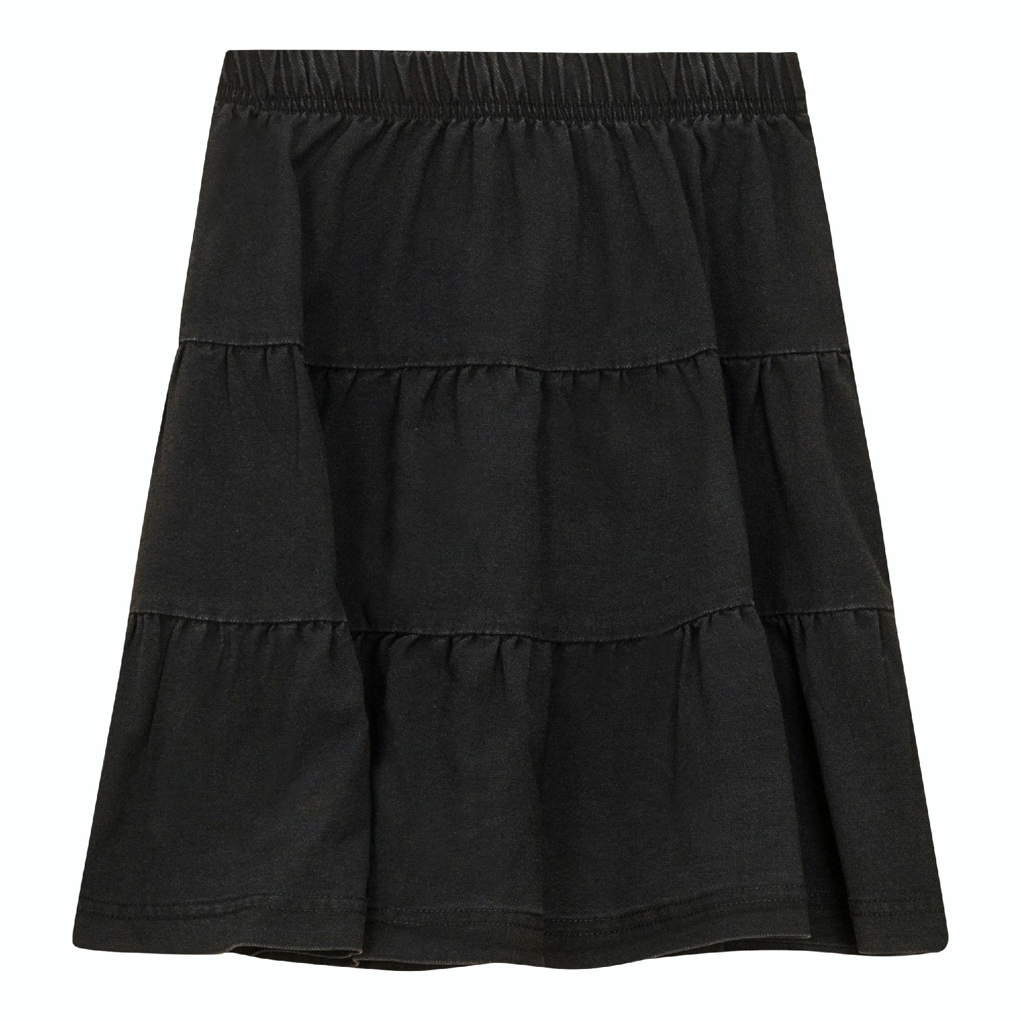 Denim Short Tiered Elastic Waist Skirt