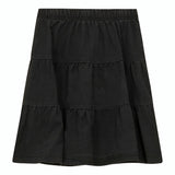 Denim Short Tiered Elastic Waist Skirt