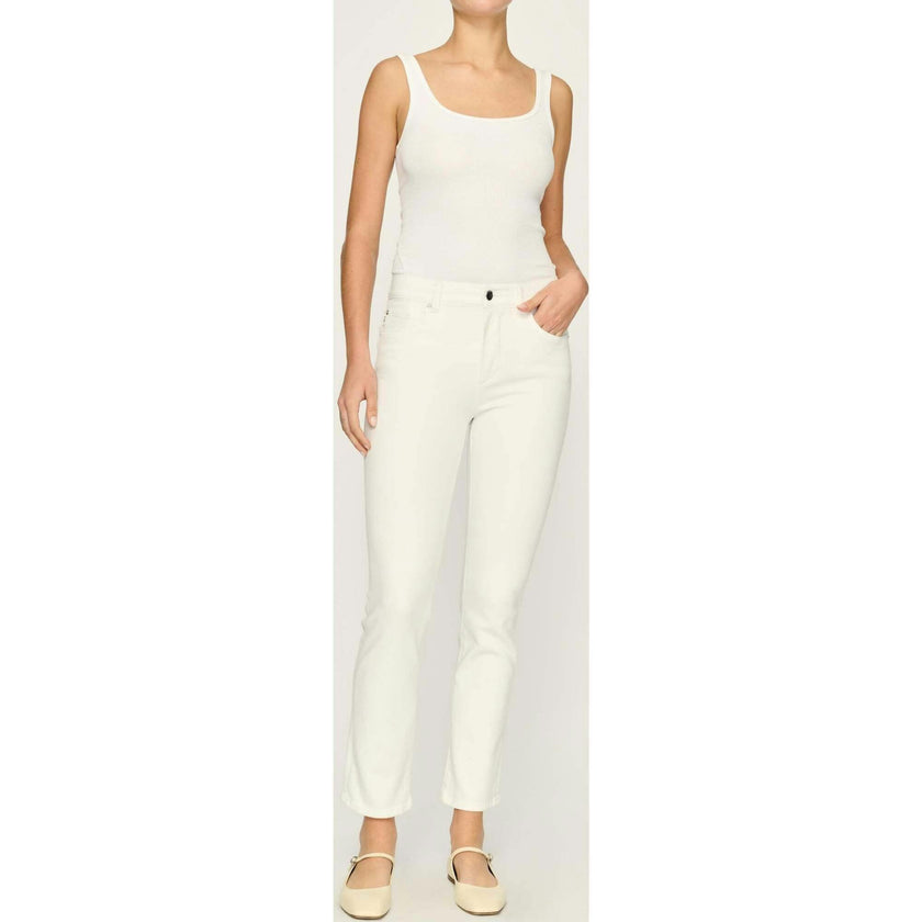 Mara Straight Mid Rise Instasculpt 27" Jeans | White