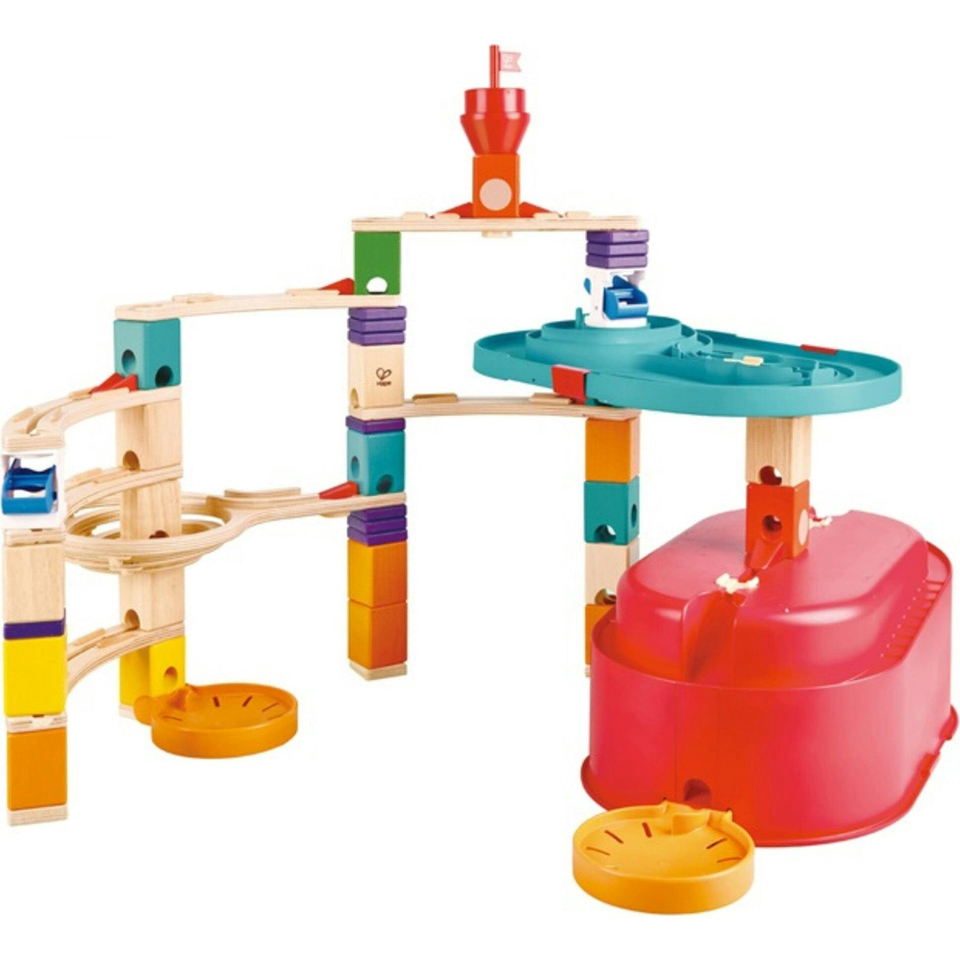 Quadrilla Stack Track Bucket Wooden Marble Run Construction