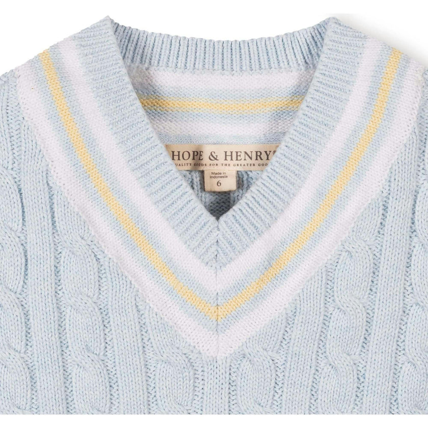 Organic V-Neck Cricket Sweater Vest, Blue