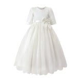White Shannora Puff Sleeve Formal Dress