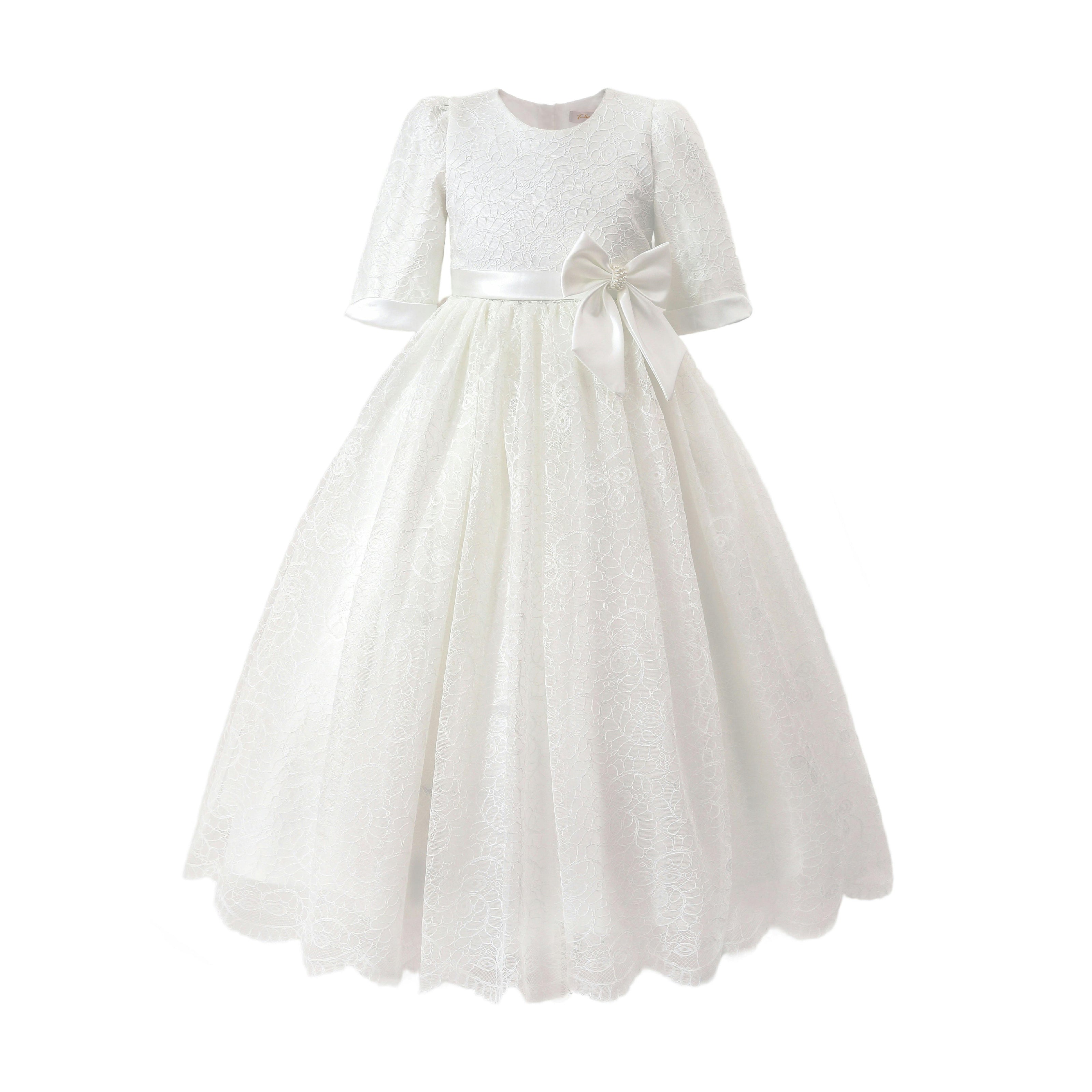 White Shannora Puff Sleeve Formal Dress