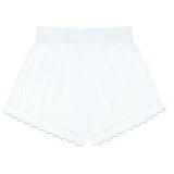 women's white scalloped short