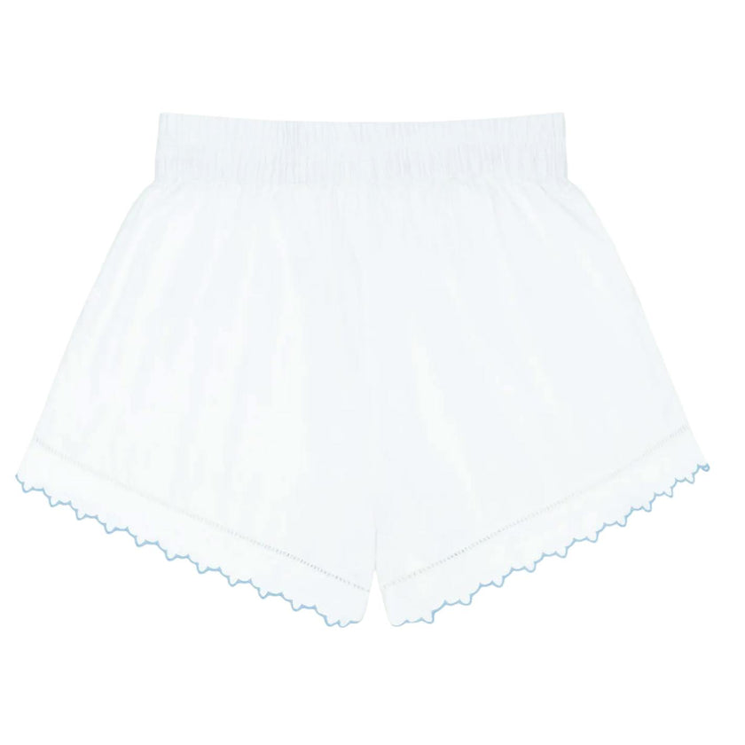 women's white scalloped short
