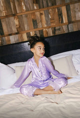 Feather Trim Cuff Silk Pajamas Set