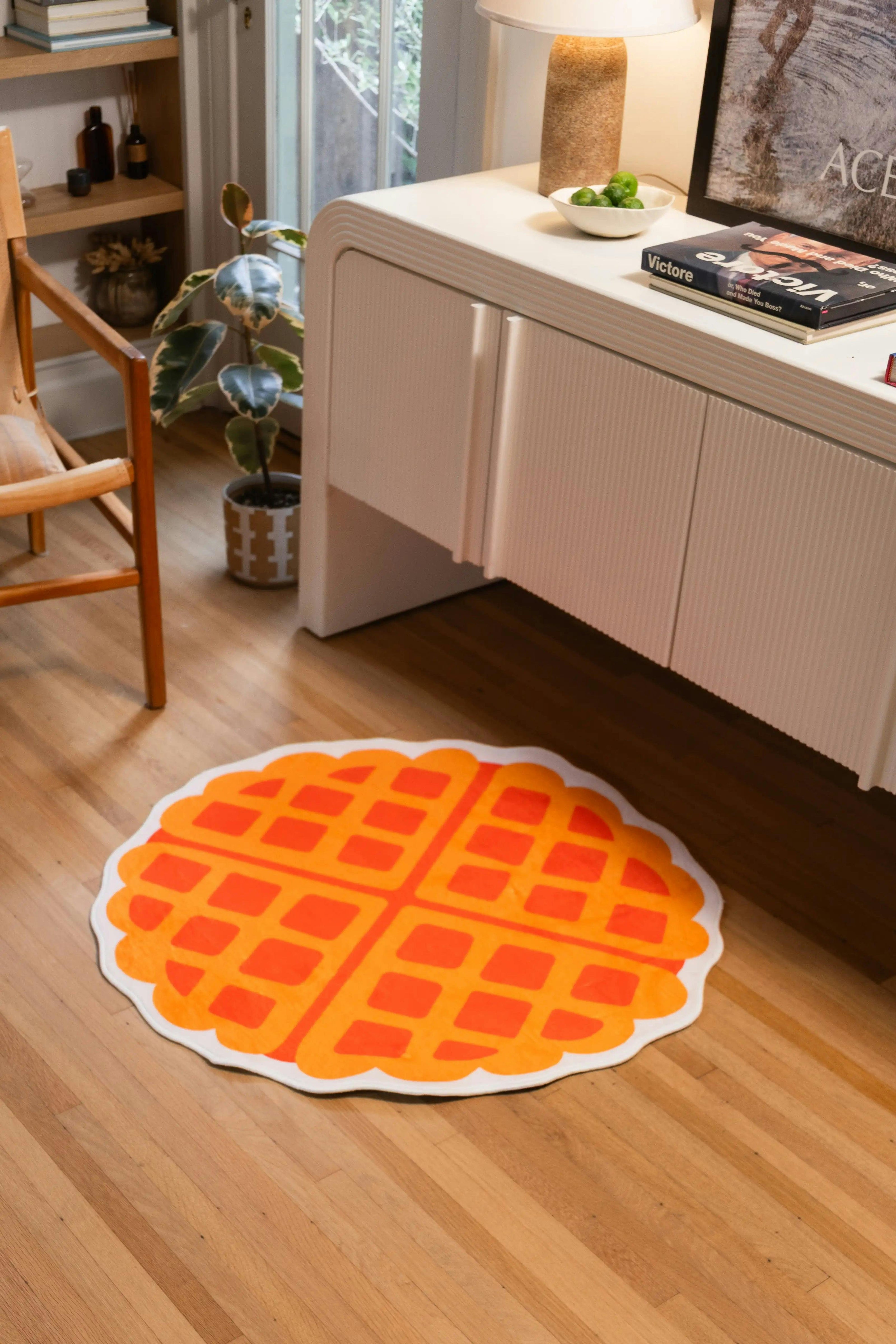 Yellow Irregular Waffle Rug by Becca Franks