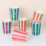 Striped Merry Christmas Cups