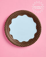 Brown + Blue Plates - 10 paper plates, 9in