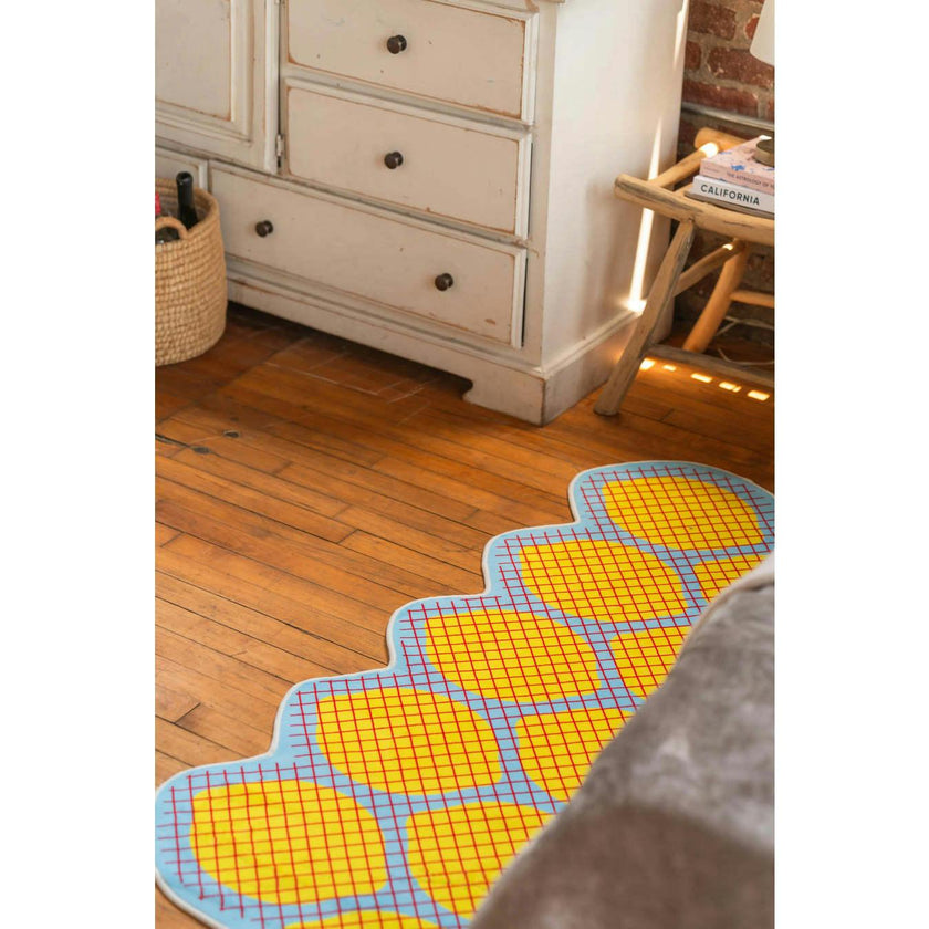 Yellow Grid Lemon Runner Rug by Johann Banta
