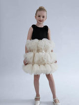 Black & Cream Celestine Ruffle Dress