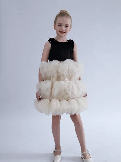 Black & Cream Celestine Ruffle Dress
