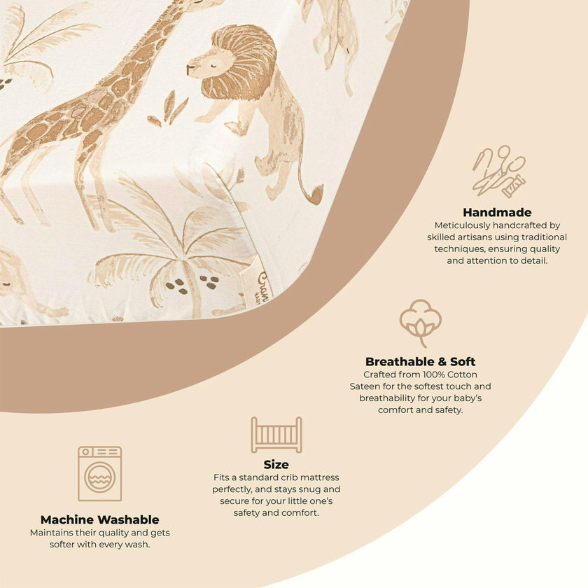 Kendi Safari Animal Cotton Fitted Crib Sheet