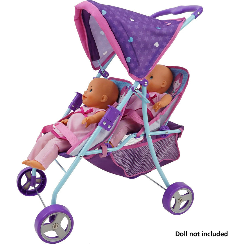 509 Mermaid Twin Doll Stroller - Purple & Teal