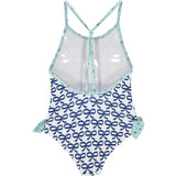 Berries & Bows Tie Bottom Swimsuit, Blue