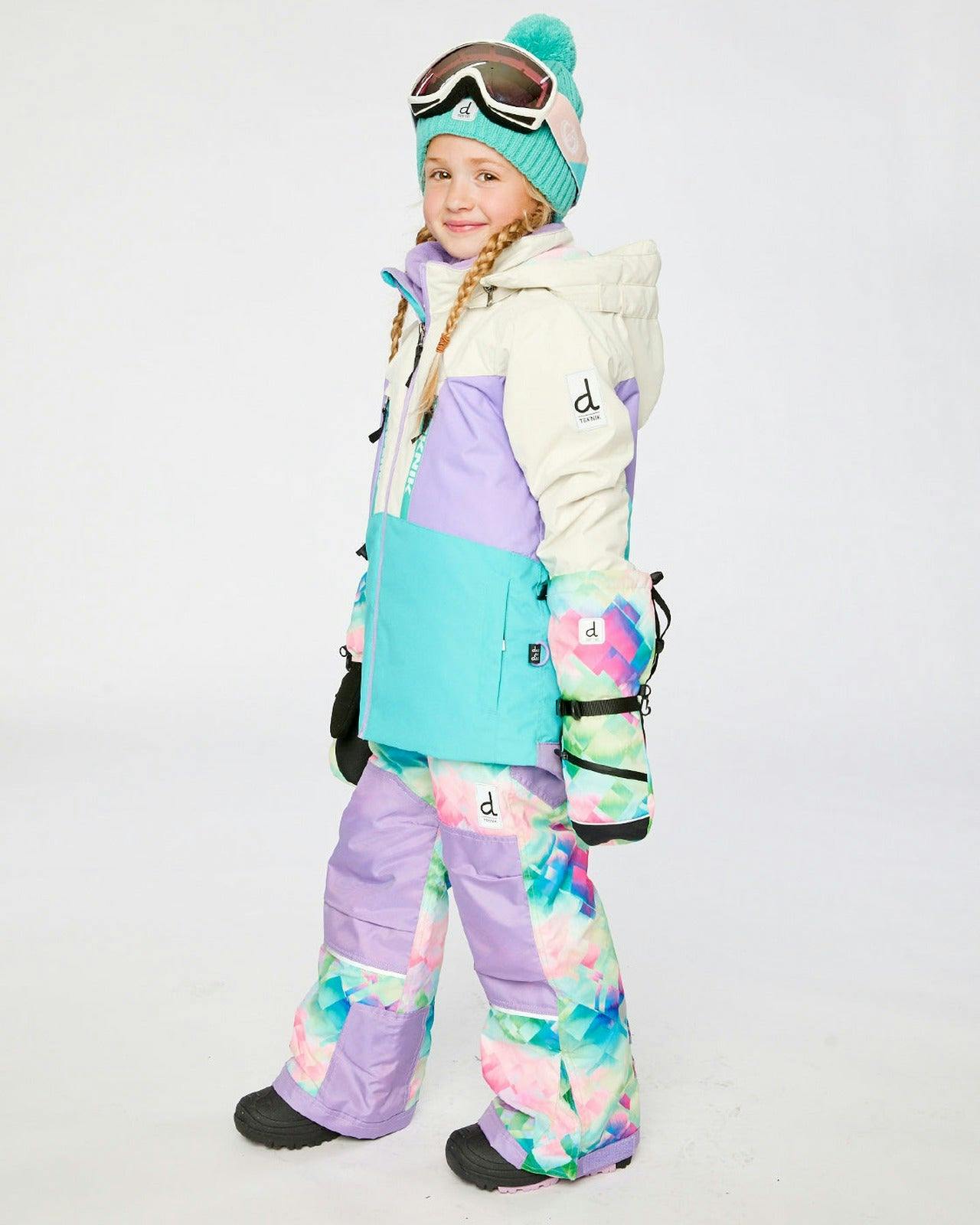 Two Piece Teknik Snowsuit Multicolored With A Diamond Pattern