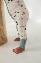 Baby Boy Long Sleeve Zip Romper in Footprints