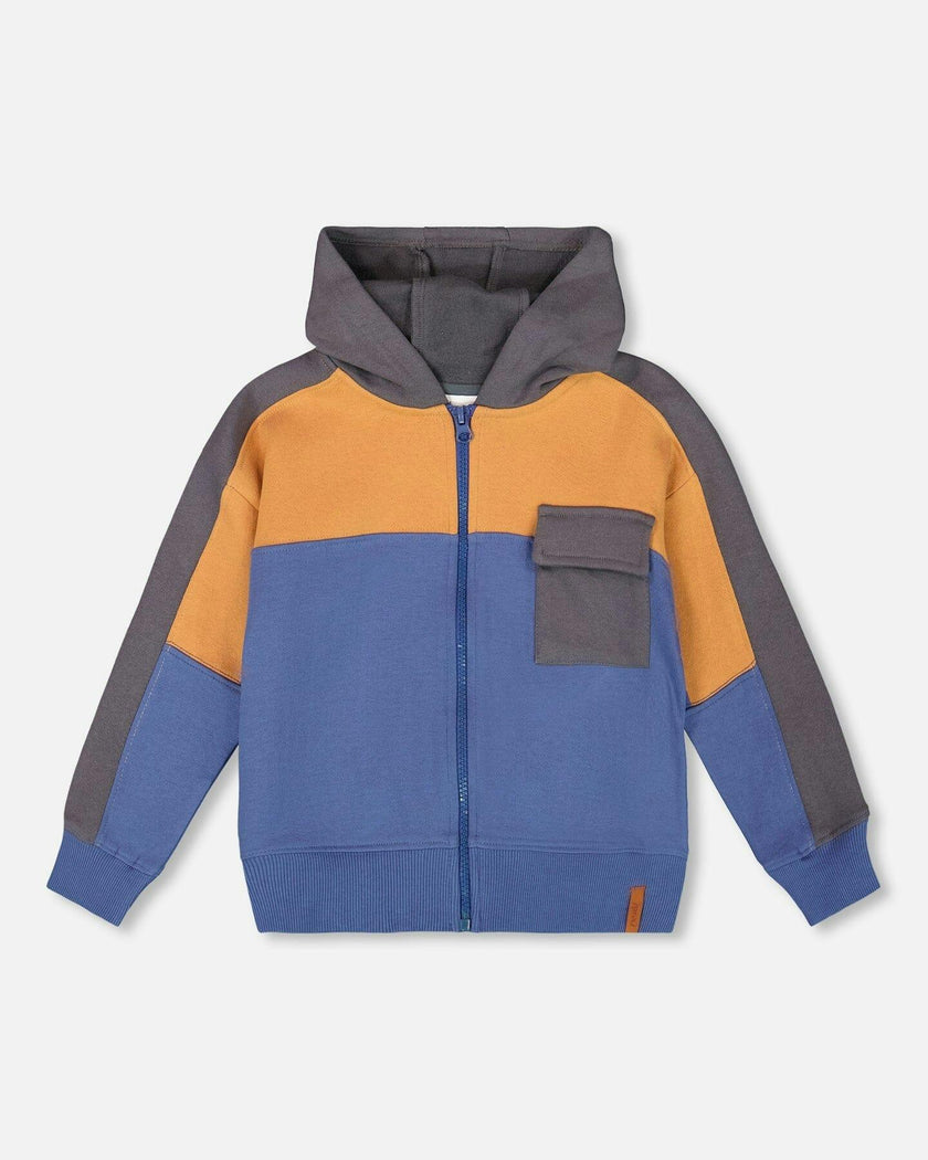 Full Zip Fleece Color Block Sweatshirt