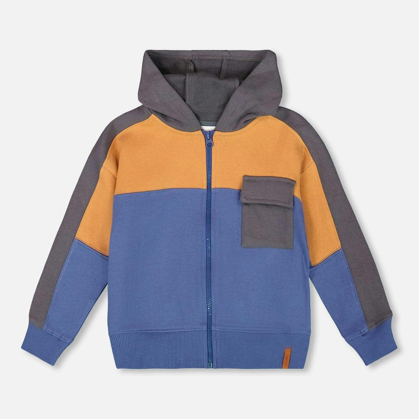 Full Zip Fleece Color Block Sweatshirt
