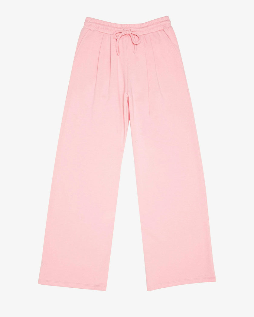 French Terry Pleated Wide Leg Pant