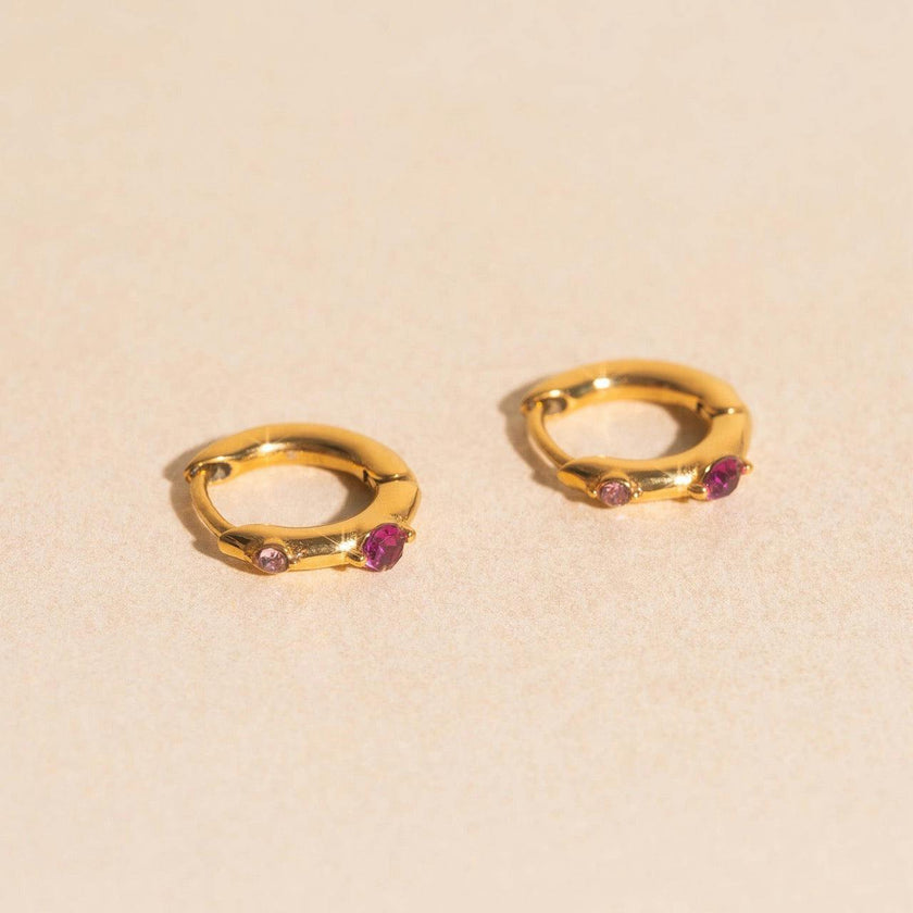Mini Crystal Rounded Huggie Hoop Earrings