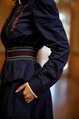 Bluebell Top in Sapphire Rosette Embroidery