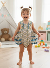 Kia Ruffle Romper Blue