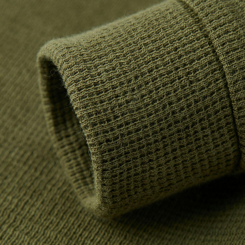 Olive Waffle Zipper Pajama