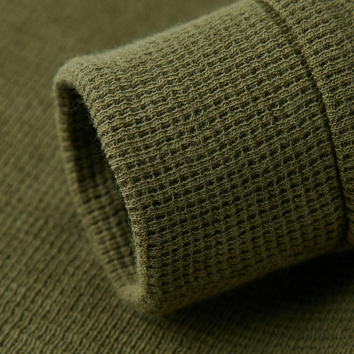 Olive Waffle Zipper Pajama