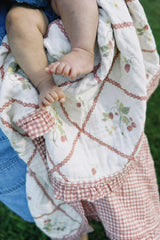 Ruby Strawberry Ruffle Quilt 6 Layer Gauze Blanket