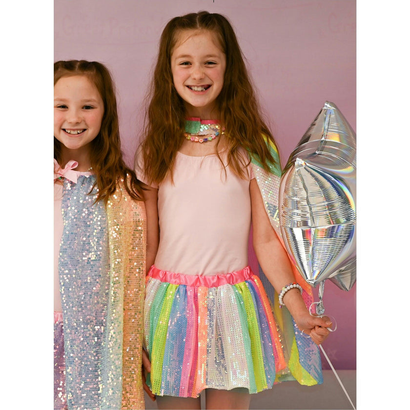 Sequins Skirt with Satin Waistband