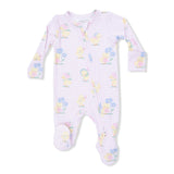 Vintage Spring Ducklings Pink - 2 Way Zipper Footie