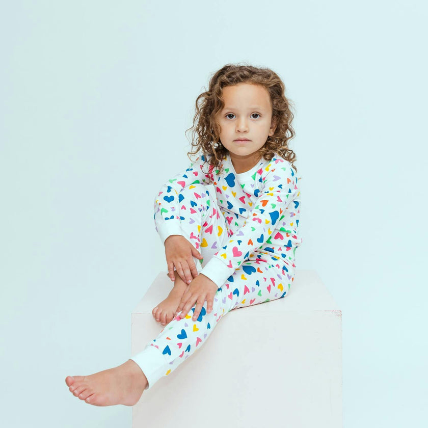 Organic Kids Pajamas - Colorful Hearts