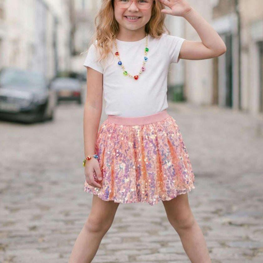 Sequins Skirt with Elastic Waistband